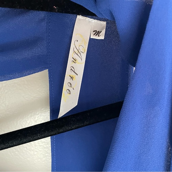 Andree Royal Blue Sleeveless Blouse, Deep V in Back Size M - Picture 4 of 8